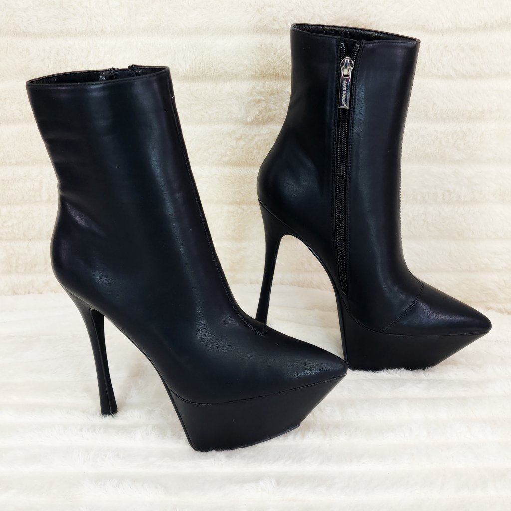 Cape Robbin Black Pointed Toe Platform Stiletto Ankle Boots